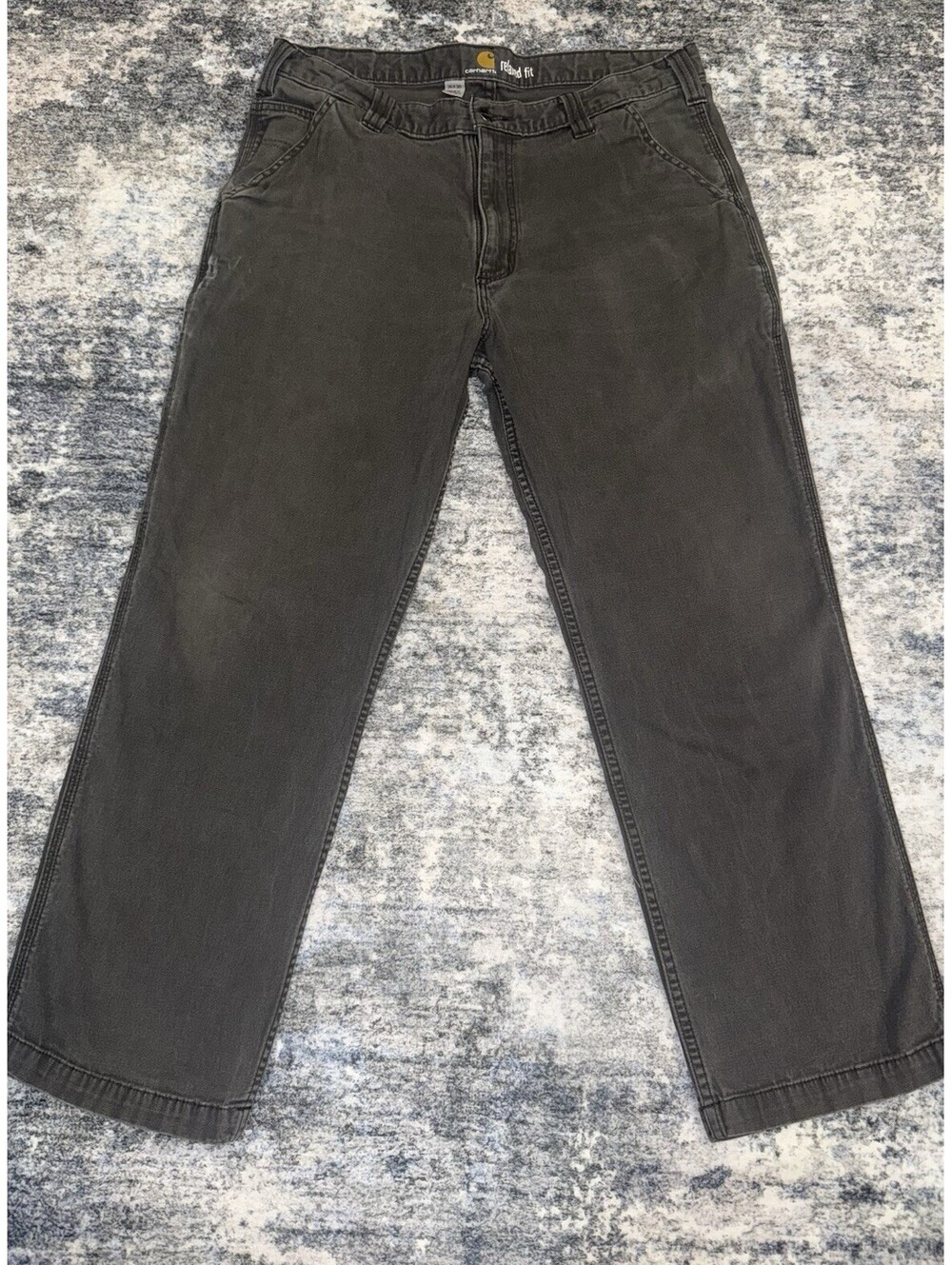 Carhartt Relaxed Fit Pants Mens 36x30 Gray Stretch Utility Work Carpenter